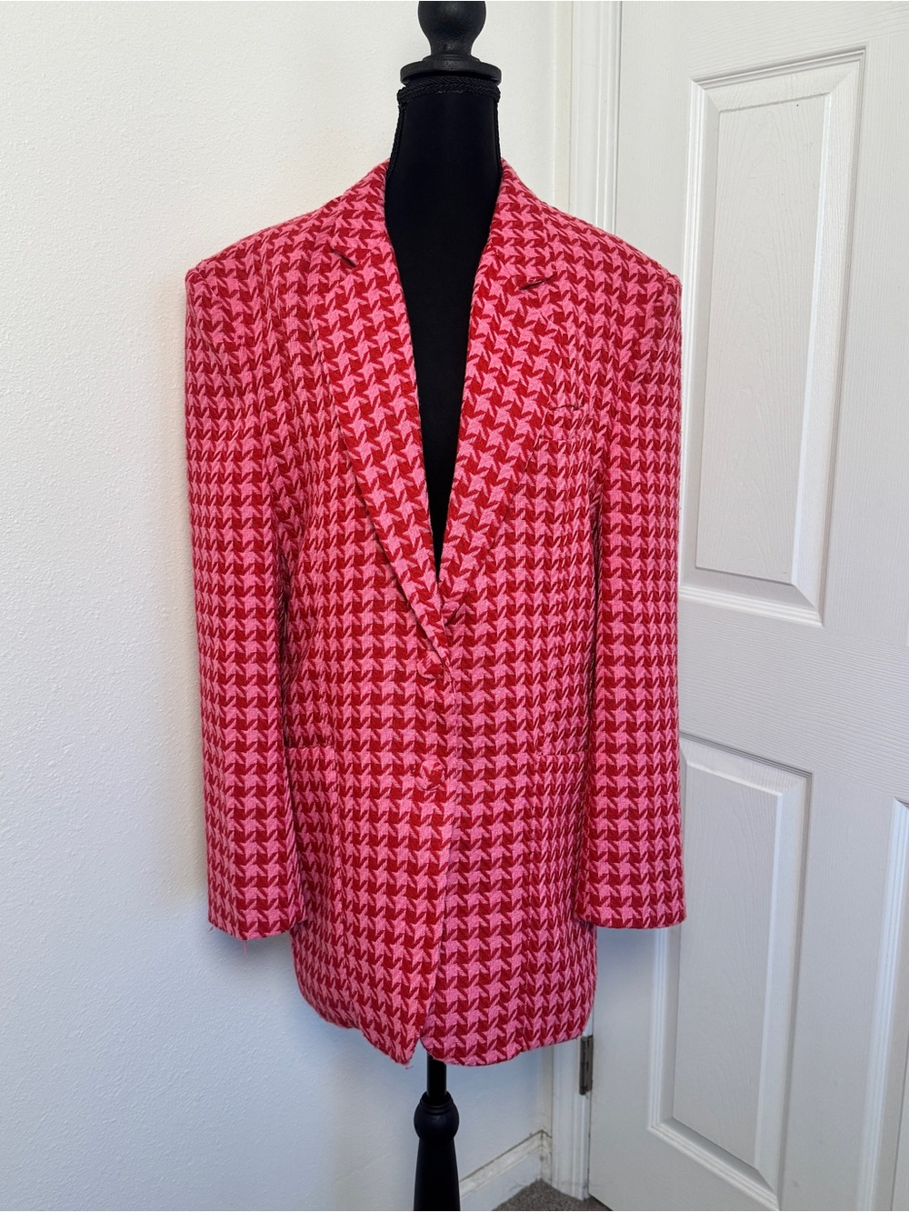 AFRM Sassy Blazer Pink Red Herringbone Oversized NWT Small - Picture 2 of 7